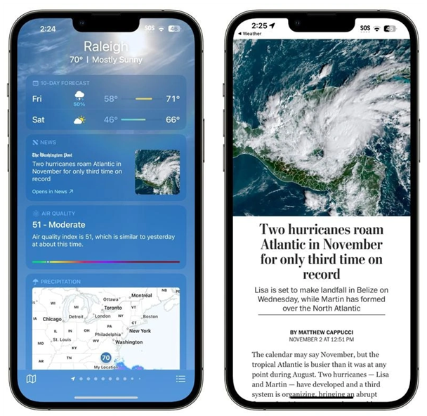 望谟苹果14维修分享iPhone 14手机如何看天气时顺带看新闻 