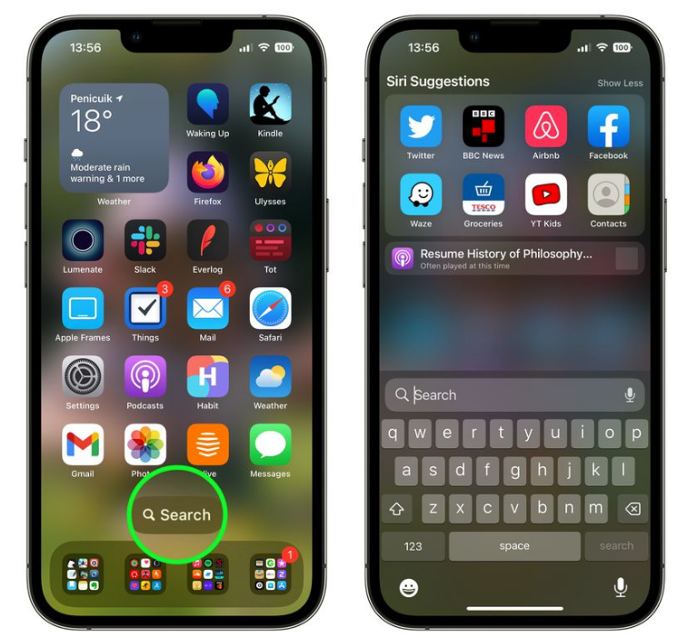 望谟苹果手机维修分享升级到 iOS 16 后，如何删除主屏幕上的搜索按钮 